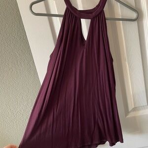 Market & Spruce Plum Halter Keyhole Tank Top